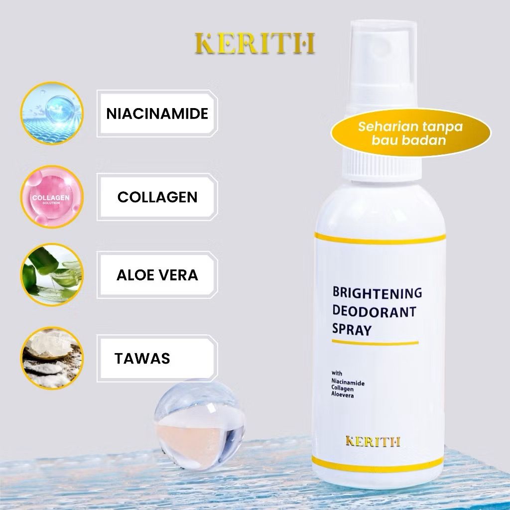 Brightening Deodorant Spray Niacinamide Collagen Aloe Vera by Kerith